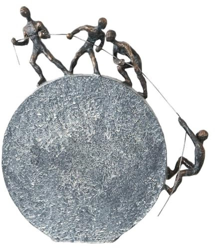 Casablanca Design Deko Figur Lifting - aus Kunstharz mit Spruchanhänger - Moderne Deko Skulptur - Freunde Freundschaft - bronzefinish Höhe 35 cm