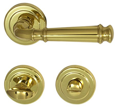 Haeusler Onlinehandel GmbH Massiv Messing Türbeschlag Olympus R WC Messing poliert Türdrücker Türklinke