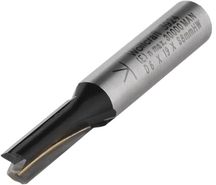 wolfcraft HM-Nutfräser I 3924000 I 8 mm Schaft, Ø 6 mm I langlebig, robust I ideal für Holz I für Oberfräsen und stationäre Fräsmotoren I zum Erstellen von Nuten