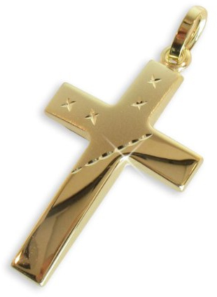 Kreuz Anhänger mit attraktivem Schliff echt 14 Karat Gold 585 30mm (Art. 203056) Gratis Express Gravur