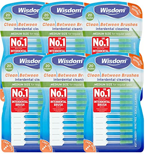 Wisdom Clean Between Interdental Medium Brushes, Green, Pack of 120