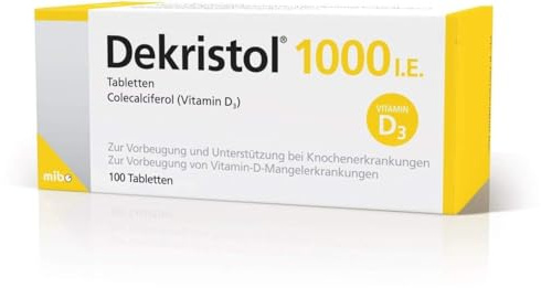 Dekristol, 1.000 I.E, Tabletten, für Vitamin-D-Mangel, 100 Stück | Vitamin-D-Mangel und Knochen, Vitamin D3, 1.000 I.E, Tabletten, Packungsgröße: 100 Stück