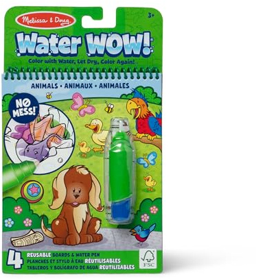 Melissa & Doug On the Go Water Wow! Mess Free Coloring Book, Reusable Water-Reveal Activity Pad, Animals, Travel Toys, Party Favors, For Toddlers & Kids Ages 3+ - FSC Certified