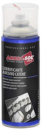 Ambro-Sol - G008 Lubrificante Spray Adesivo per Catene, Riduce l’Usura della Catena, della Corona e del Pignone, Bomboletta in Banda Stagnata 100% Riciclabile all'Infinito da 400 ml, Marrone Scuro