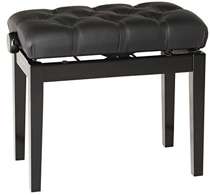 K&M 13980 Klavierbank mit genoppter Sitzfläche Schwarz - Buchenholz, Kunstleder - Polstersitz mit präziser Verstellung