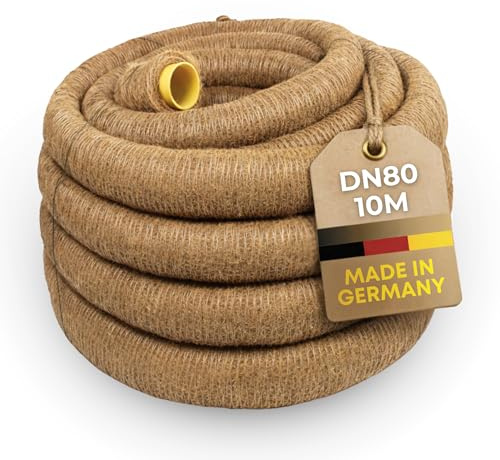 Drainagerohr DN80 10m mit Kokosummantelung – perforiertes PVC Sickerrohr flexibel & gewellt – natürliche Filterwirkung gegen Verschlammung