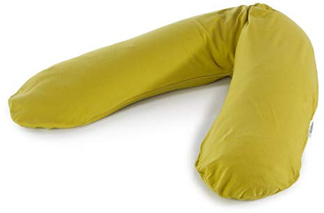 Das Original Theraline Stillkissen | 190 cm | Dinkelfüllung | inklusive Bezug Jersey schilfgrün