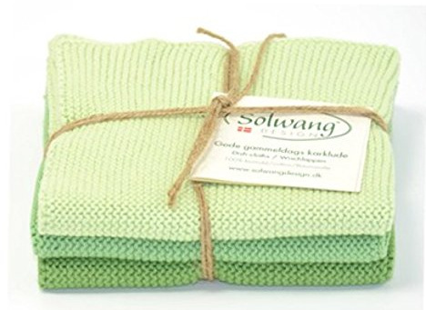 Solwang Putzlappen Staubig Pastell Grün Kombi gestrickt Wischlappen Baumwolle Wischtücher Edelstahl
