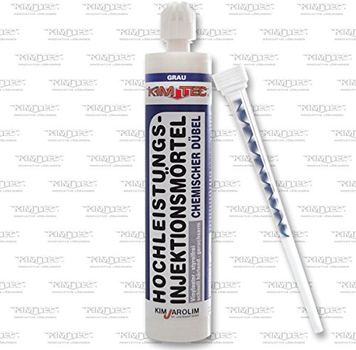 Kim della Tec ANCORANTE CHIMICO, Tassello Chimico ad alte prestazioni, con miscelatore statico, Grigio, contenuto: 300 ML