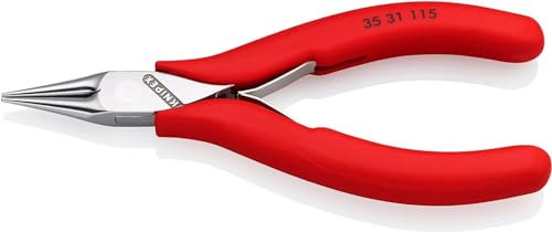 KNIPEX Elektronik-Greifzange mit durchgestecktem Gelenk mit rutschhemmenden Kunststoff-Hüllen 115 mm, 35 31 115