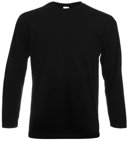 Fruit of the Loom Mens Valueweight Crew Neck Long Sleeve T-Shirt (M) (Black)