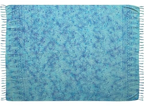 Wogeka – Sarong 170 x 110 cm – ogenomskinlig strandhandduk som pareo omlottkjol lola blå sar91