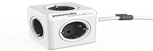 Allocacoc PowerCube 1300GY/DEEXPC Extended Spina a 5 Prese, Argento/Bianco