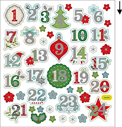 HOBBY-Design Sticker Adventszahlen II, 1-24
