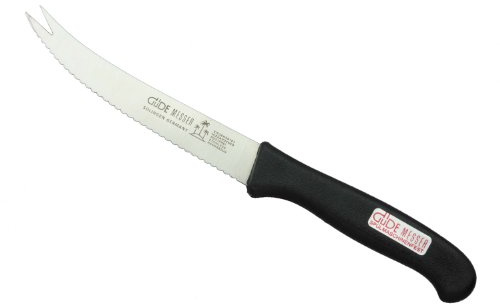 GÜDE Solingen - Tomatenmesser mit Zinken gestanzt, 10 cm, OMIKRON, PPN, Pom Schwarz