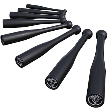 GORILLA SPORTS® Indian Clubbell - 2kg, 4kg, 6kg, 8kg, 10kg, 12kg, 15kg, 20kg Gewichte, Einzeln oder Set, aus Stahl, Schwarz - Indian Clubs, Schwungkeule, Turnkeule, Schwung-Keule