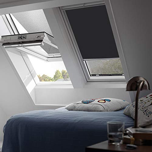 Orignal VELUX Verdunkelungsrollo DKL Y67 3009S / Bedienart : Manuell / Farbe : Uni Schwarz / Fenstergröße : Y67 / Fenstertypen : VU, VL, VKU _6604