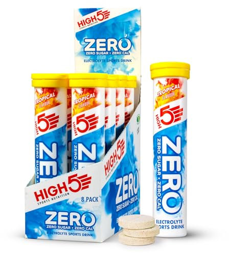 High5 High5 Zero Bebida Isotónica De Hidratación Electrolítica Con Vitamina C - Tropical - Paquete De 8 Tubos De 20 Tabletas Efervescentes 830 g