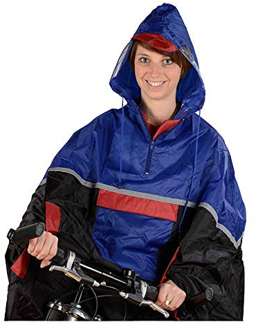 Fischer Regenponcho Deluxe, 86300 blau/Schwarz/Rot En Storlek