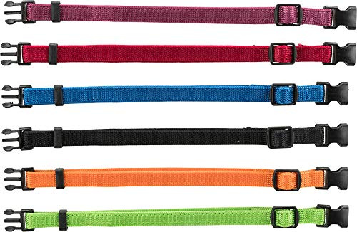 TRIXIE Welpenhalsband 6er Set – S–M, 17–25 cm/10 mm – schwarz/rot/Royalblau | Sanfte Eingewöhnung ans erste Tragen – 6 weiche Stück in schwarz, rot, royalblau, leicht und mitwachsend verstellbar