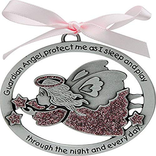 Cathedral Art (Abbey & CA Gift Angel Crib Medal for Jewelry Making, Silver, Pink (CM16P)
