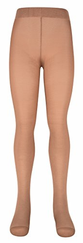 ELBEO Tanzstrumpfhose für Mädchen, opak, beige, 134-140, Mittlere Taille, Nahtlos