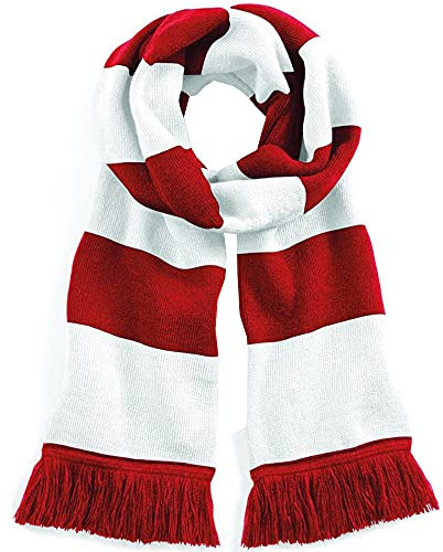 Beechfield Unisex Stadium Scarf Schal, Mehrfarbig (Classic Red/White 00), One Size