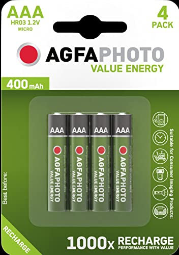 Batterie ricaricabili Agfa AAA 400 mAh a efficienza energetica