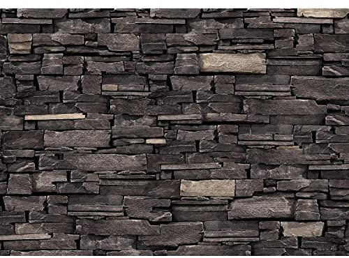 Runa Art Papel tapiz fotográfico Steinwand efecto 3D Moderna Lana Sala Cuarto Salón - Made in Germany - gris negro 9107010c