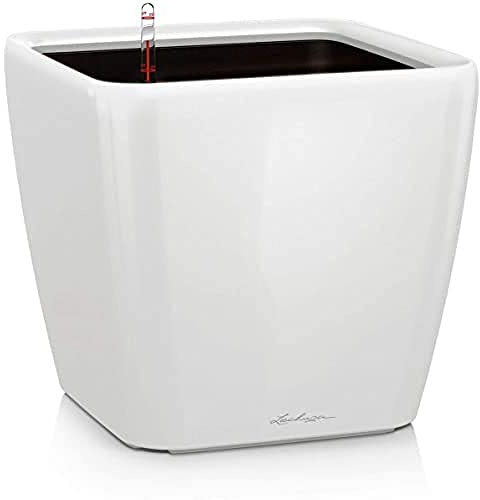 Lechuza Self Watering Plant Pot QUADRO LS 50 Garden Flower Indoor and Outdoor Plastic Planter with Drainage Hole H47 L50 W50 cm White High-Gloss