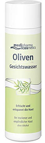 Oliven Gesichtswasser - erfrischt und entspannt die Haut - mit Olivenblatt-Extrakt und Panthenol - medipharma cosmetics - 200 ml