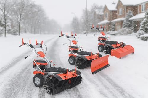 Modell 2026 - PowerPac Typ MK100 - Kehrmaschine Motorbesen Schneeschieber ELEKTROSTART 6,5PS inkl. Schneeketten