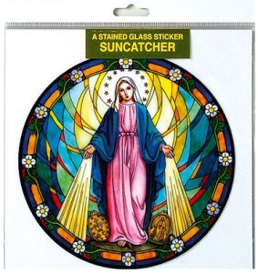 Miraculous Sun Catcher Tiffany Style Glass Window Sticker + Prayer Card.