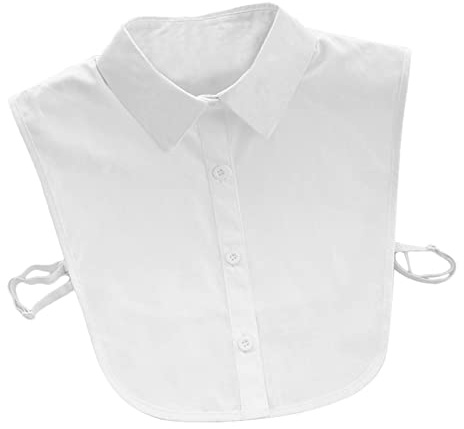 EQLEF White Cotton Women's Detachable Half Shirt Blouse Fake Collar (White)