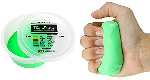 CanDo Antimicrobial TheraPutty Handtrainingsknete – Mittlerer Widerstand (Grün, 57 g) | Hygienischer Griffkrafttrainer für Rehabilitation, Physiotherapie & Ergotherapie