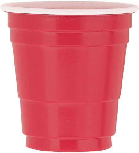 Unique Vibrant Red Plastic Shot Glasses (59ml) Pack of 20 - Durable & Stylish Party Shot Cups