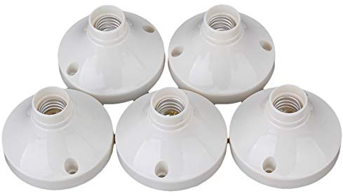 BQLZR E14 Rund Fassung Plastik Halogen Weiß LED Für Lampe Halter 5er Pack