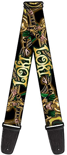 Gitarrengurt von Buckle-Down 2.0 Wide LOKI Poses Black/Gold/Green