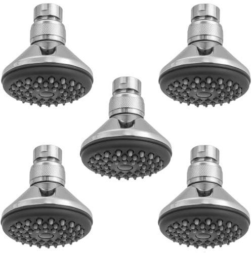 Daloual - 5x Deluxe Duschkopf mit antikalk Düsen aus Messing verchromt. Kopfbrause Ø 70mm - 46 Düsen