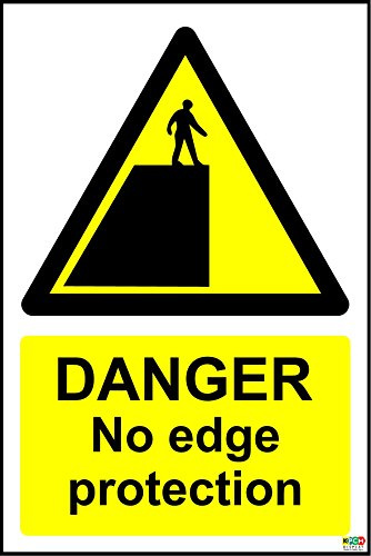 Danger no Edge Protection Sign - 1.2mm Rigid Plastic 300mm x 200mm