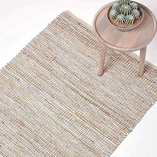 Homescapes Madras, Tappeto in pelle, 152 x 243 cm, colore: Naturale