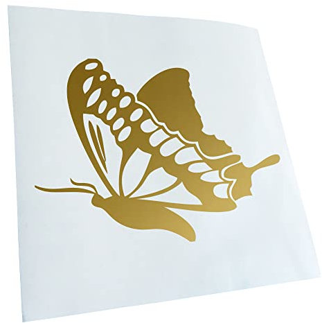 Kiwistar - Autoaufkleber - Gold - 60 x 44 cm - Schmetterling - Heckscheibenaufkleber Auto Aufkleber wetterfest für Kfz LKW Mofa Truck - Sticker außen selbstklebend Tuning Zubehör für Fenster Fahrzeug