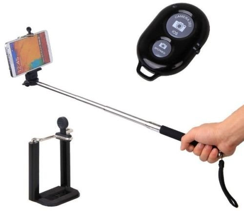 Selfie Set 3 in 1 Phone Photo Telescopic Self-portrait Mono Pod Pole with Phone Holder and Remote Control Shutter