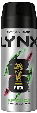 Lynx Limited Edition FIFA Africa Anti-Perspirant Aerosol men's deodorant spray with a squeezed mandarin & sandalwood fragrance for 72h protection with our anti-white marks & stains formula 150 ml