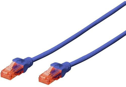 DIGITUS Cable LAN Cat 6 - 5m - Cable de red CCA con RJ45 - U/UTP sin apantallar - Compatible con Cat-6A y Cat-5e - Azul
