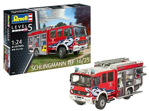 Revell Modellbausatz I Schlingmann TLF 16/25 I Feuerwehrfahrzeug I Maßstab: 1:24 I 228 Teile I Bastelset ab 13 Jahren I Authentische Nachbildung I Ideal für Feuerwehrfans