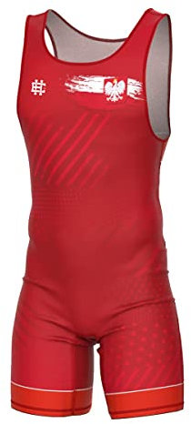 Extreme Hobby - brottardräkt för män POLSKA PRIME – professionell brottningsdräkt, wrestling singlet herr, tävlingsdräkt brottning, färg: röd, storlek: XS