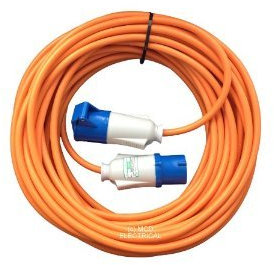 25 metre Orange Caravan Hook Up/Extension Cable with 16 Amp Plug & Socket - Professionally assembled by MCD Electrical