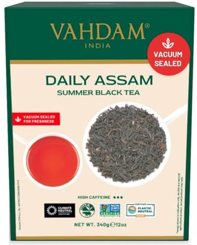 VAHDAM, Thé Noir Assam 340g (+200 tasses) Fort, Ruche Et Malté | Thé En Vrac D'Origine Unique Pur Et non Mélangé | The Noir Vrac