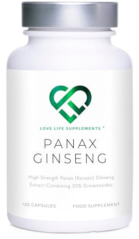 Panax (Korean) Ginseng 3500mg 20% Ginsenosides | 4 Month Supply - 120 High Strength Capsules with No Bulking Agents | for Improved Memory, Athletic Endurance, Stress Reduction | Love Life Supplements
